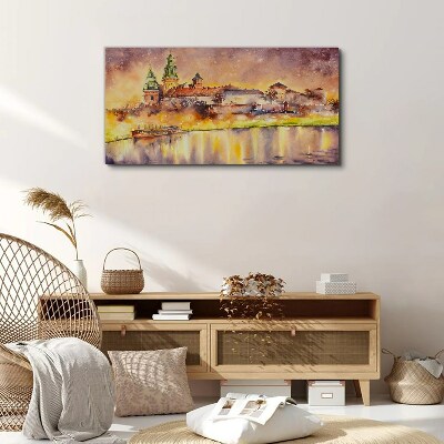 Foto op canvas Gouden weerspiegelingen op de rivier