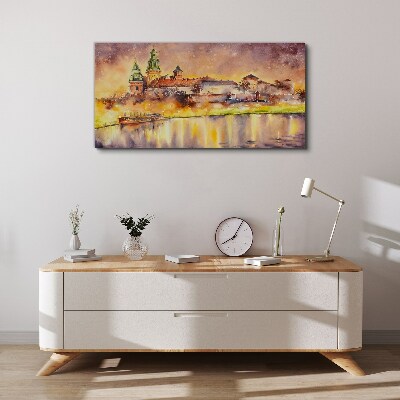 Foto op canvas Gouden weerspiegelingen op de rivier