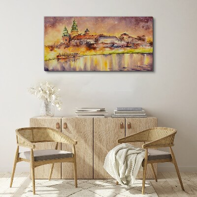 Foto op canvas Gouden weerspiegelingen op de rivier