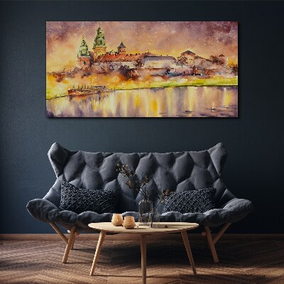 Foto op canvas Gouden weerspiegelingen op de rivier