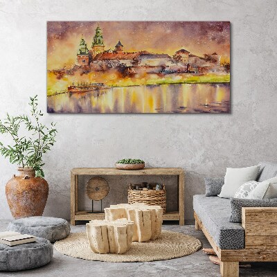 Foto op canvas Gouden weerspiegelingen op de rivier