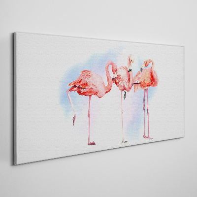 Foto op canvas Roze flamingo's op een pastelachtergrond