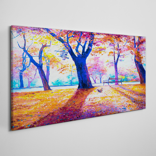Canvas schilderij Herfstlandschap in regenboogkleuren