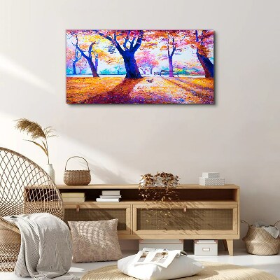 Canvas schilderij Herfstlandschap in regenboogkleuren