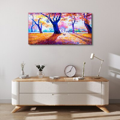 Canvas schilderij Herfstlandschap in regenboogkleuren