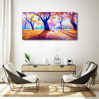 Canvas schilderij Herfstlandschap in regenboogkleuren