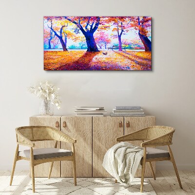 Canvas schilderij Herfstlandschap in regenboogkleuren