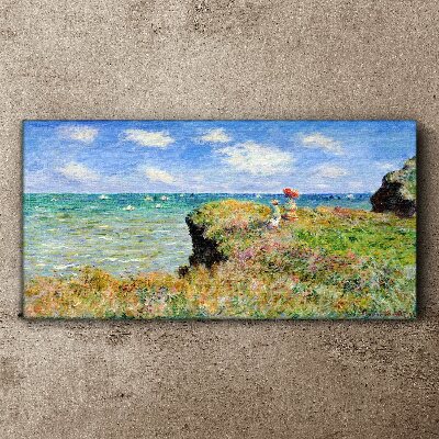 Foto op canvas Klifwandeling bij Pourville Claude Monet