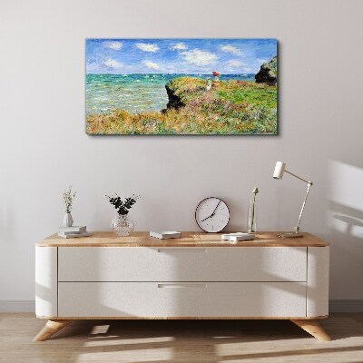 Foto op canvas Klifwandeling bij Pourville Claude Monet