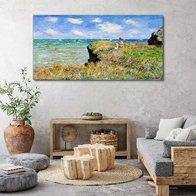 Foto op canvas Klifwandeling bij Pourville Claude Monet