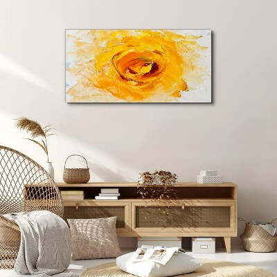 Canvas schilderij Gele roos op een lichte achtergrond
