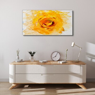 Canvas schilderij Gele roos op een lichte achtergrond