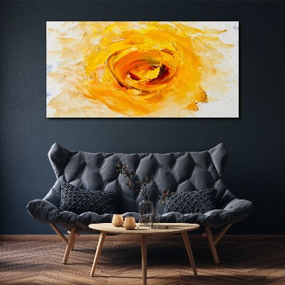 Canvas schilderij Gele roos op een lichte achtergrond