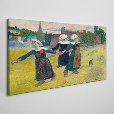 Foto op canvas Dansende meisjes op het platteland