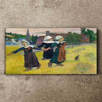 Foto op canvas Dansende meisjes op het platteland