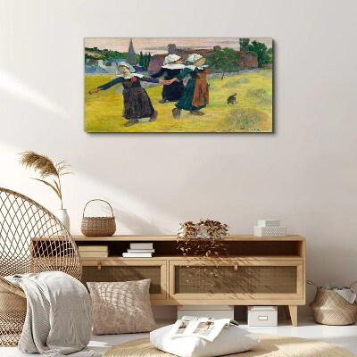 Foto op canvas Dansende meisjes op het platteland