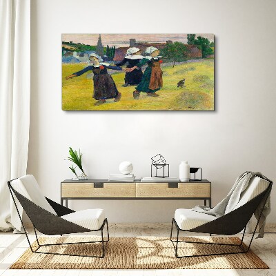 Foto op canvas Dansende meisjes op het platteland