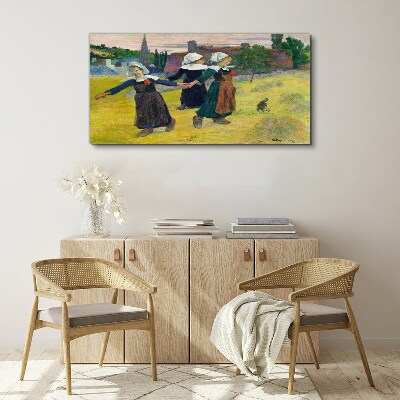 Foto op canvas Dansende meisjes op het platteland