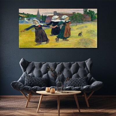 Foto op canvas Dansende meisjes op het platteland