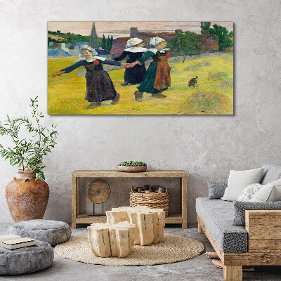 Foto op canvas Dansende meisjes op het platteland