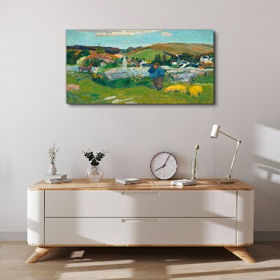 Foto op canvas Jongen in het landschap