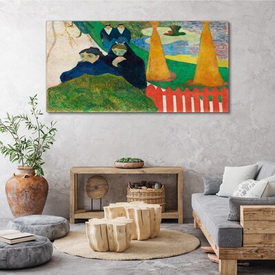 Canvas schilderij Groen landschap met figuren