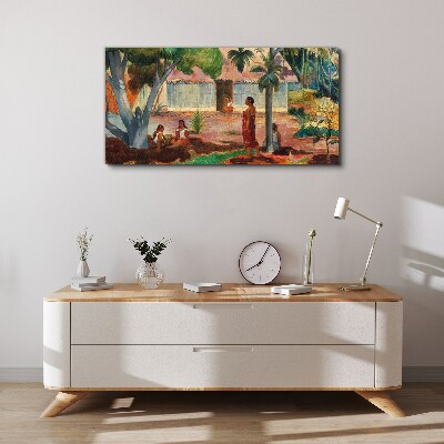 Foto op canvas Tropisch landschap met figuren