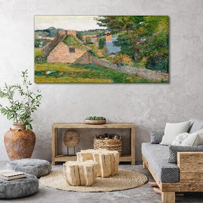 Schilderij op doek Landelijk landschap met huisjes