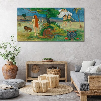 Canvas schilderij Een paradijselijk landschap met karakters
