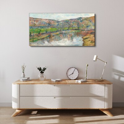 Foto op canvas Een vredig landschap aan de rivier