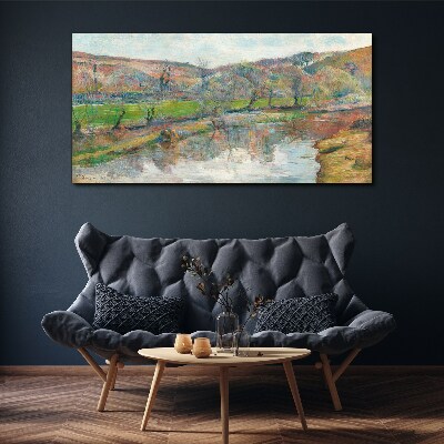 Foto op canvas Een vredig landschap aan de rivier