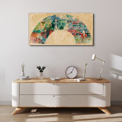 Schilderij op doek Een kleurrijk tafereel met een figuur in een landschap