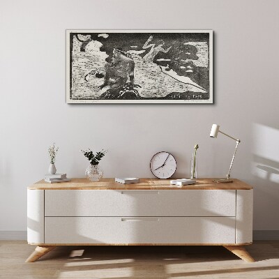 Schilderij op doek Een figuur tegen een achtergrond van abstracte vormen