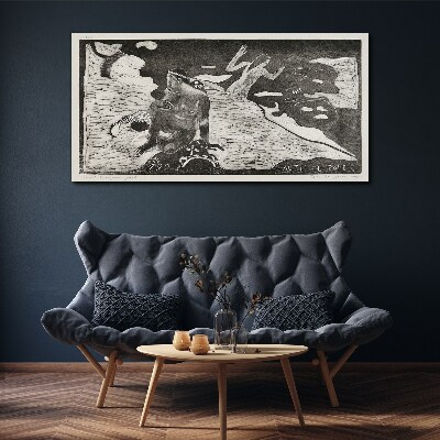 Schilderij op doek Een figuur tegen een achtergrond van abstracte vormen