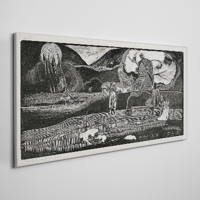 Foto op canvas Landschap met figuur en natuur