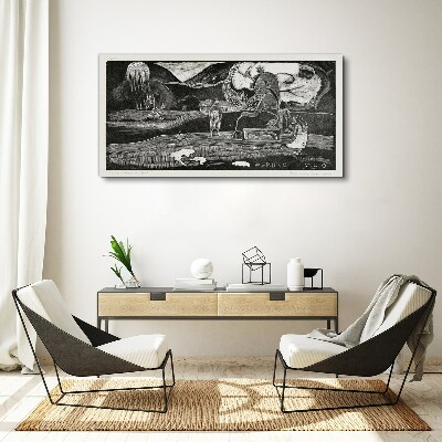Foto op canvas Landschap met figuur en natuur