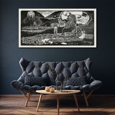 Foto op canvas Landschap met figuur en natuur