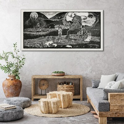 Foto op canvas Landschap met figuur en natuur