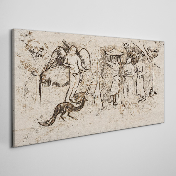 Foto op canvas Mythologische taferelen met een engel en dieren