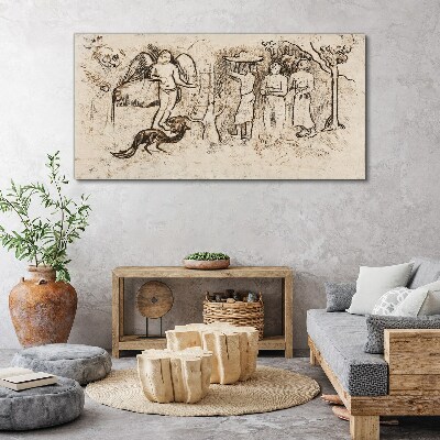 Foto op canvas Mythologische taferelen met een engel en dieren