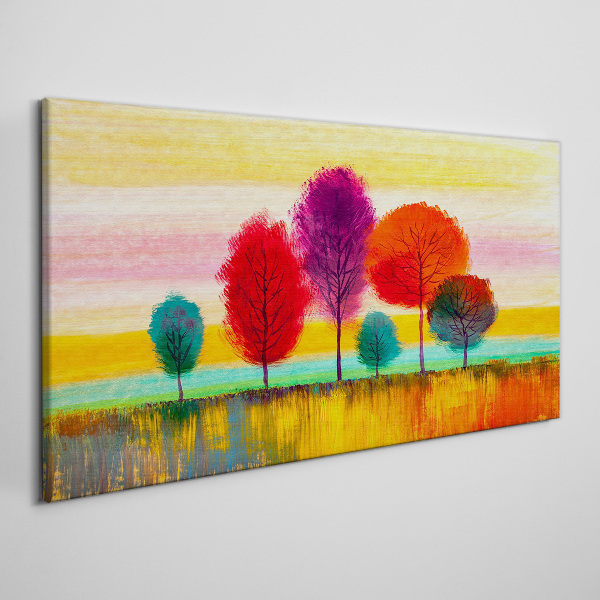 Schilderij op doek Kleurrijk landschap met bomen