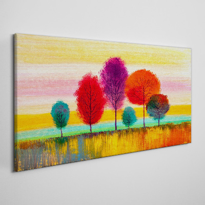 Schilderij op doek Kleurrijk landschap met bomen