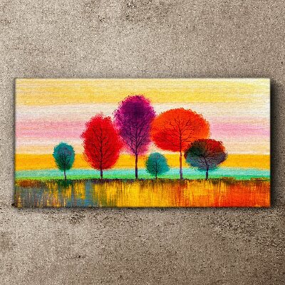 Schilderij op doek Kleurrijk landschap met bomen