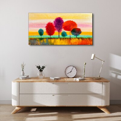 Schilderij op doek Kleurrijk landschap met bomen