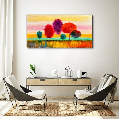 Schilderij op doek Kleurrijk landschap met bomen