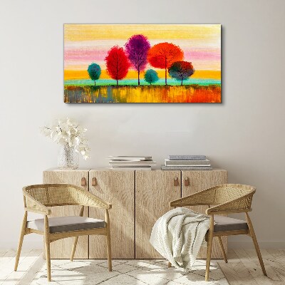 Schilderij op doek Kleurrijk landschap met bomen