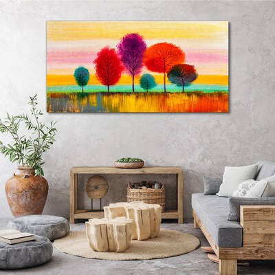 Schilderij op doek Kleurrijk landschap met bomen