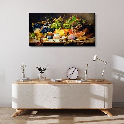 Schilderij op doek Stilleven met fruit en een vat