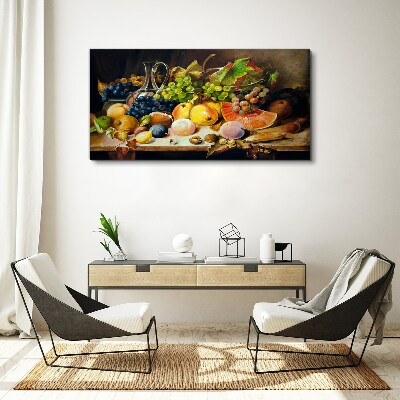 Schilderij op doek Stilleven met fruit en een vat