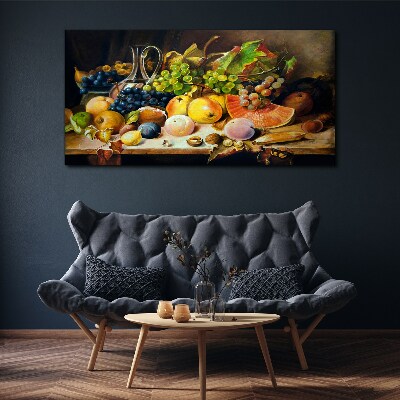 Schilderij op doek Stilleven met fruit en een vat